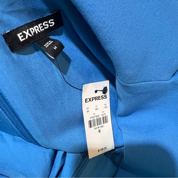 Express Peak Lapel Double Breasted Padded Shoulder Mini Blazer Dress High Sky 8 - Picture 7 of 13